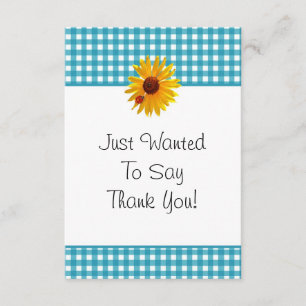 Tarjetas de agradecimiento Gingham de girasol de v