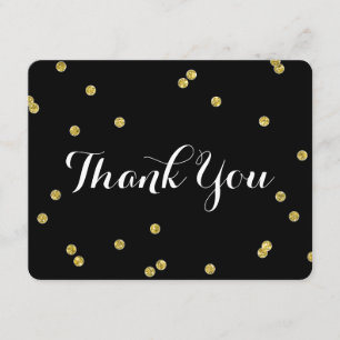 Tarjetas de agradecimiento Gold Glitter Black