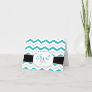 Tarjetas de agradecimiento Gray & Turquoise Chevro