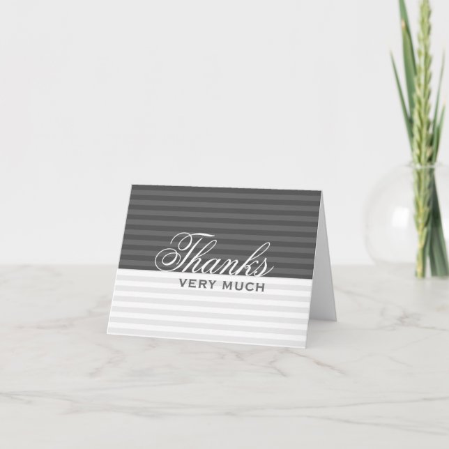 Tarjetas de agradecimiento grises a rayas : :  Bla (Anverso)
