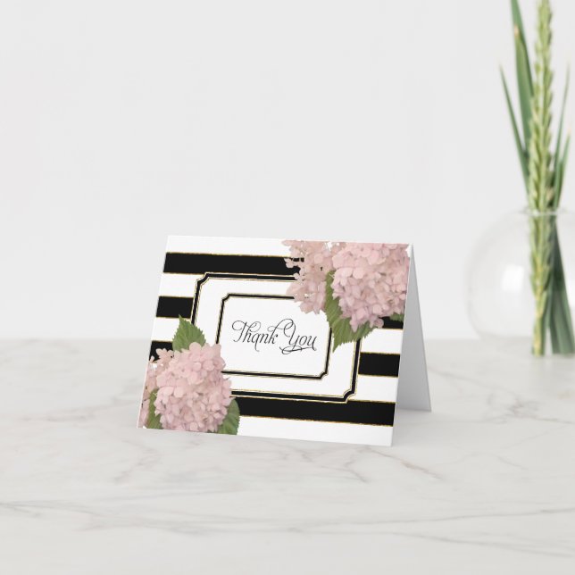 Tarjetas de agradecimiento Hortensias Arte Deco Fl (Anverso)