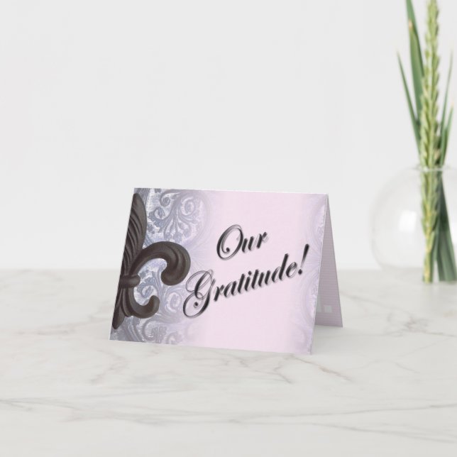 tarjetas de agradecimiento índigo/rosa "fleur de l (Anverso)