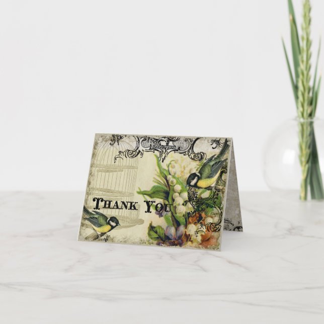 Tarjetas de Agradecimiento - Jaula Floral de Pájar (Anverso)