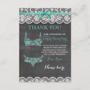 Tarjetas de agradecimiento Lencería Shower Bridal 