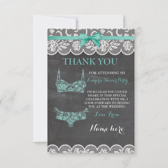 Tarjetas de agradecimiento Lencería Shower Bridal  (Anverso)