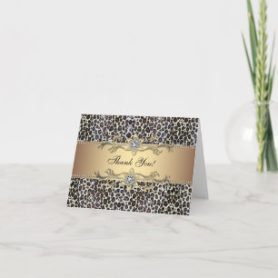 Tarjetas de agradecimiento Leopardo Dorado