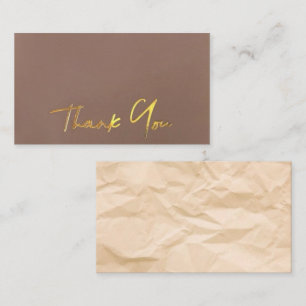 Tarjetas de agradecimiento marrón dorado