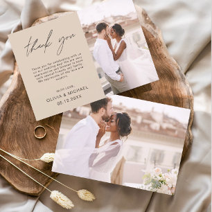 Tarjetas de agradecimiento minimalistas para boda 