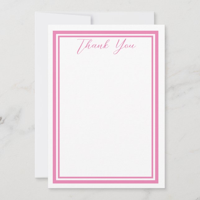 Tarjetas de agradecimiento Minimalistas rosadas (Anverso)