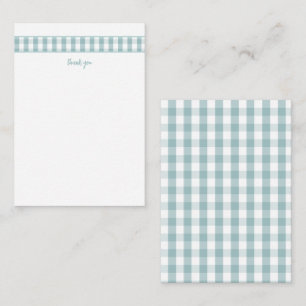 Tarjetas de agradecimiento modernas de gingham azu