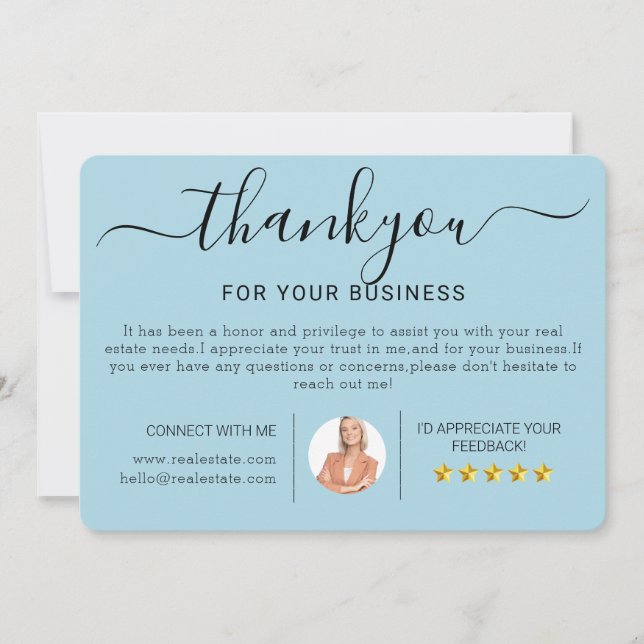 Tarjetas de agradecimiento modernas para estrenar  (Anverso)