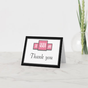 Tarjetas de agradecimiento modernas rosa con monog