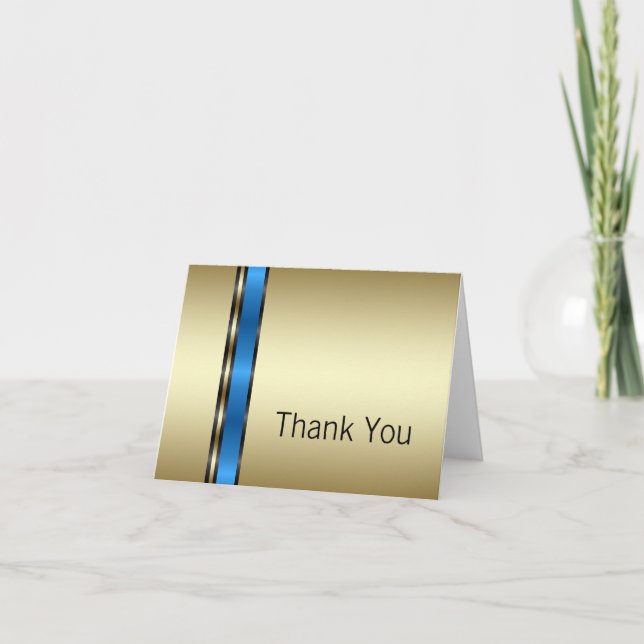 Tarjetas de agradecimiento negras azules doradas (Anverso)