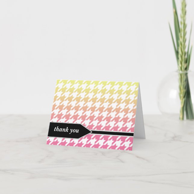 Tarjetas de agradecimiento Ombre Amarillo Rosa Hou (Anverso)