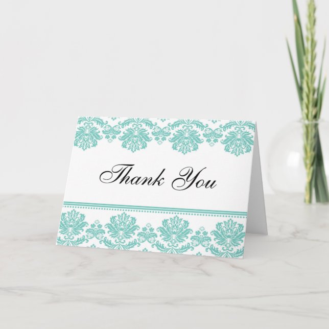 Tarjetas de agradecimiento para Aqua Damask (Anverso)