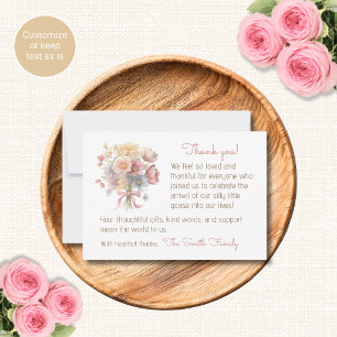 Tarjetas de agradecimiento para baby shower con fl