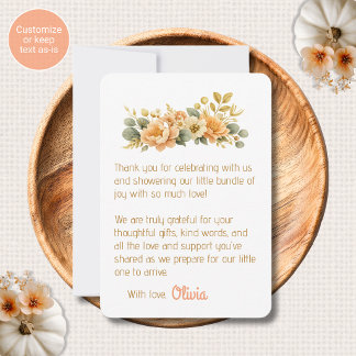 Tarjetas de agradecimiento para baby shower con te