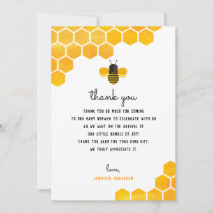 Tarjetas de agradecimiento para Baby Shower de Abe