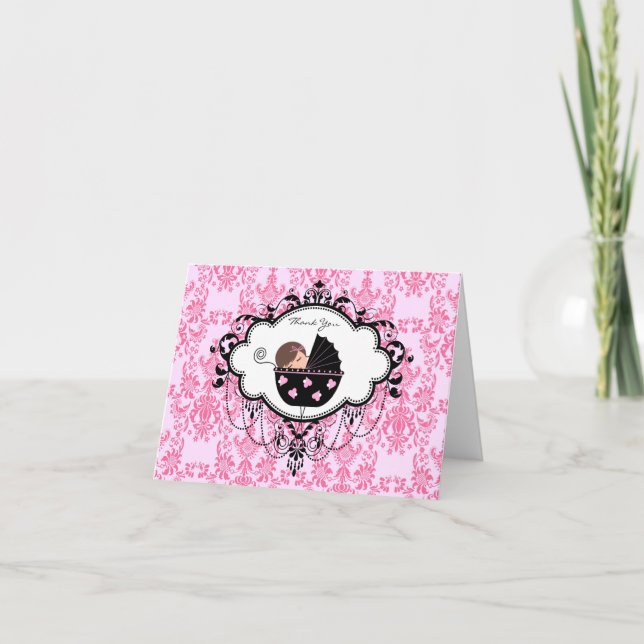 Tarjetas de agradecimiento para baby shower de niñ (Anverso)