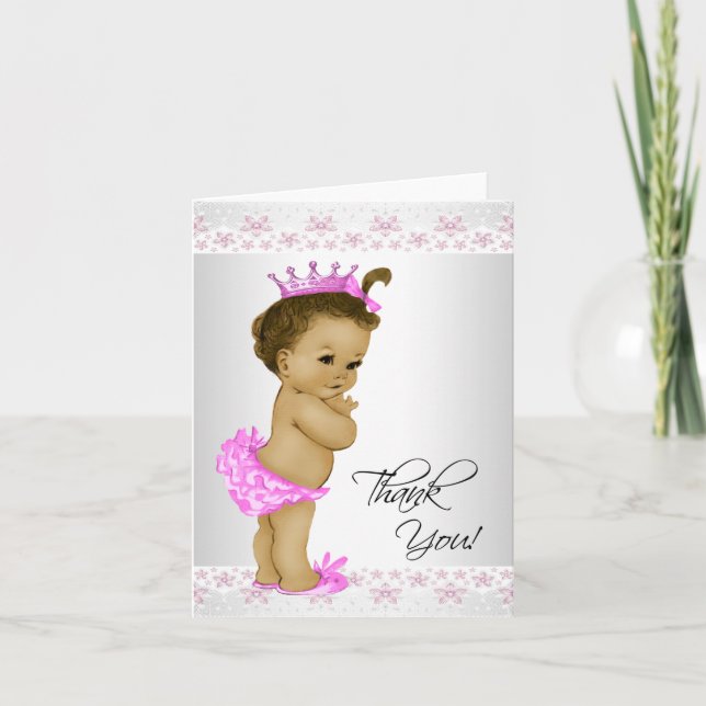 Tarjetas de agradecimiento para baby shower de niñ (Anverso)