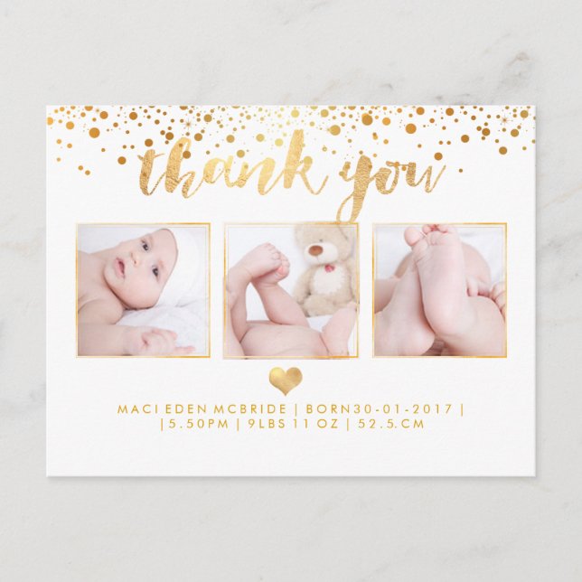 Tarjetas de agradecimiento para baby shower de Pix (Anverso)