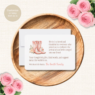 Tarjetas de agradecimiento para baby shower de vaq