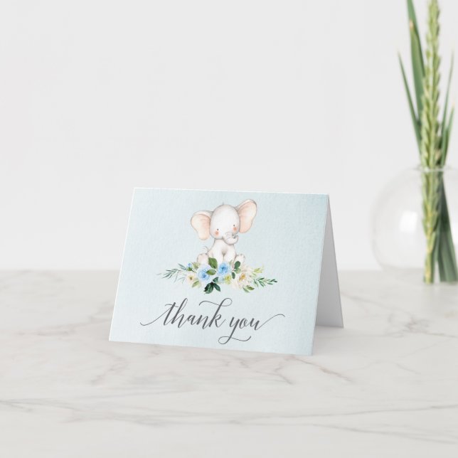 Tarjetas de agradecimiento para Baby Shower Elepha (Anverso)