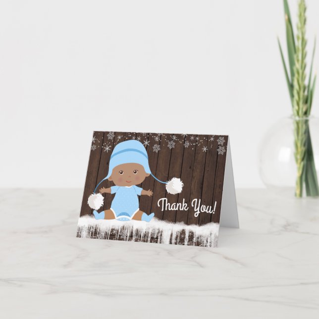 Tarjetas de agradecimiento para baby shower étnico (Anverso)