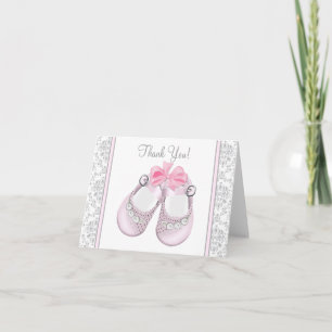 Tarjetas de agradecimiento para baby shower rosa y