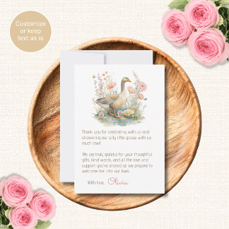 Tarjetas de agradecimiento para baby shower Silly