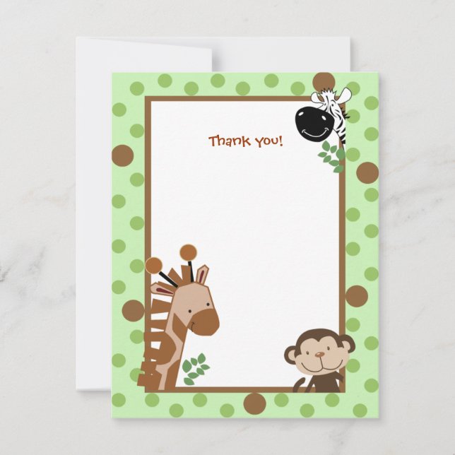 Tarjetas de agradecimiento para Baby Shower Verde  (Anverso)