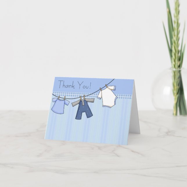 Tarjetas de agradecimiento para bebé de ropa tendi (Anverso)