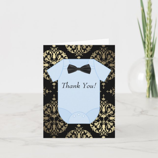 Tarjetas de agradecimiento para bebé niño de oro n (Anverso)