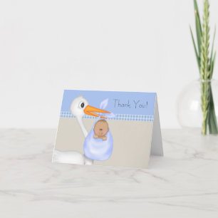 Tarjetas de agradecimiento para bebé niño Stork az
