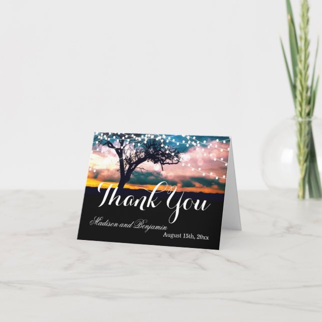 Tarjetas de agradecimiento para boda con árbol de  (Anverso)