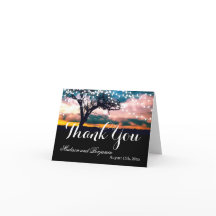 Tarjetas de agradecimiento para boda con árbol de 