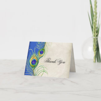 Tarjetas de agradecimiento para boda con plumas de