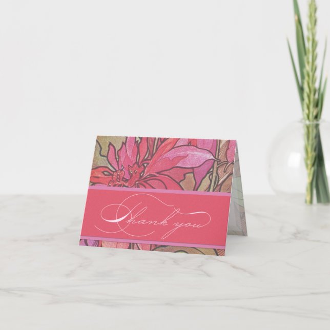 Tarjetas de agradecimiento para boda con poinsetti (Anverso)