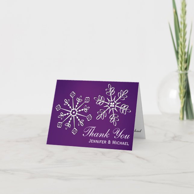 Tarjetas de agradecimiento para boda Copo de Nieve (Anverso)