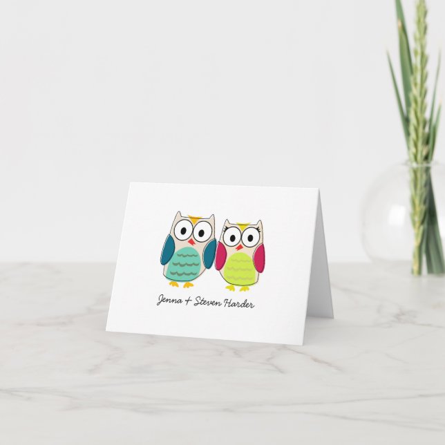 Tarjetas de agradecimiento para boda de búhos lind (Anverso)
