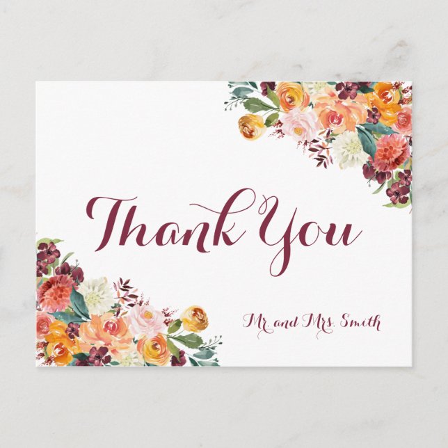 Tarjetas de agradecimiento para boda de flores de  (Anverso)
