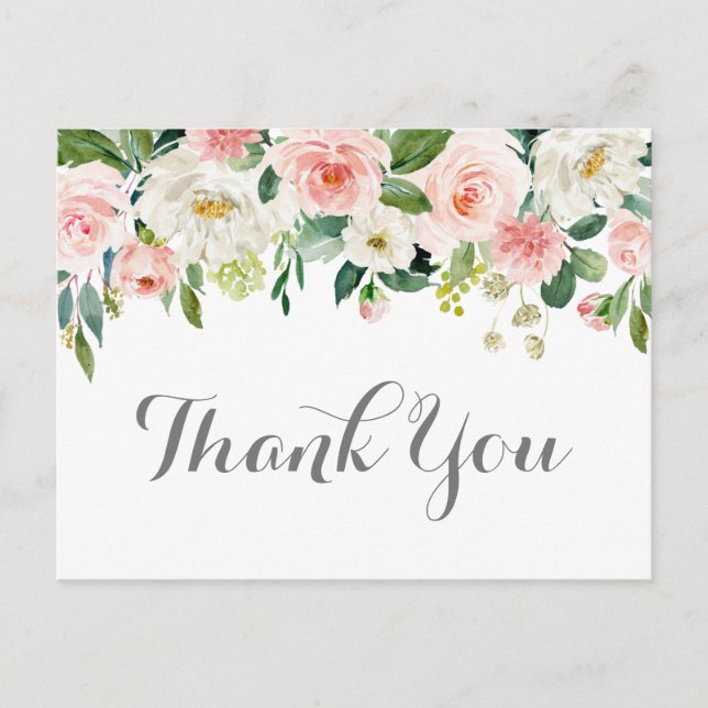Tarjetas de agradecimiento para boda de flores ros (Anverso)