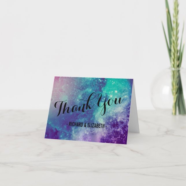 Tarjetas de agradecimiento para boda de galaxia ah (Anverso)