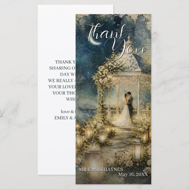Tarjetas de agradecimiento para boda de jardín rom (Anverso / Reverso)