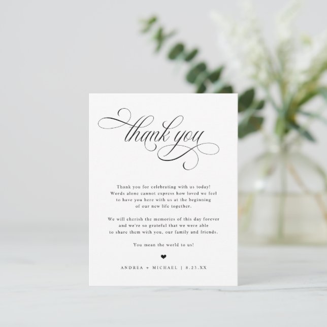 Tarjetas de agradecimiento para boda de lujo elega (Anverso de pie)
