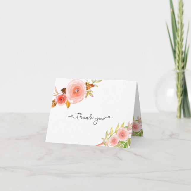 Tarjetas de agradecimiento para boda de novia con  (Anverso)