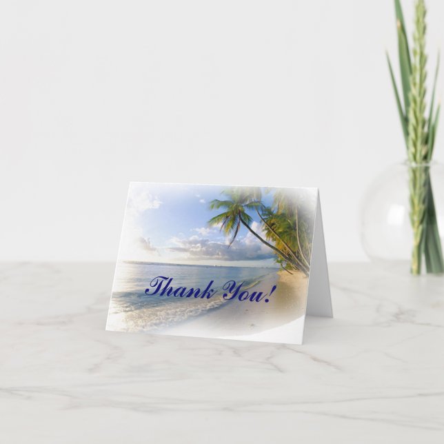 Tarjetas de agradecimiento para boda de palmeras y (Anverso)