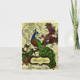 Tarjetas de agradecimiento para boda de pavo real