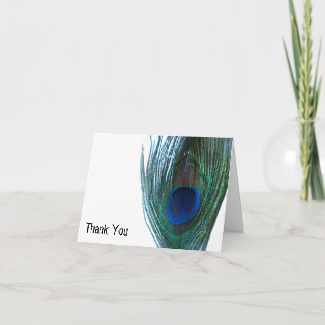 Tarjetas de agradecimiento para boda de pavo real  (Anverso)