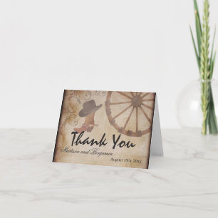 Tarjetas de agradecimiento para boda de vaquero es